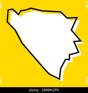 Bosnia and Herzegovina country simplified map. White silhouette with thick black contour on yellow background. Simple vector icon Stock Vector