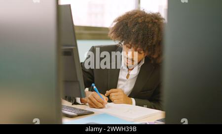 African american man working in a coworking Stock Photo