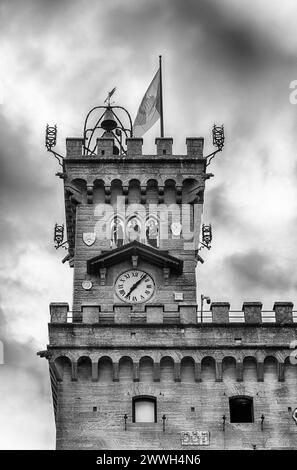 The iconic Public Palace of San Marino: a historic gem nestled in the heart of the World's oldest Republic and one of the main landmarks of the countr Stock Photo