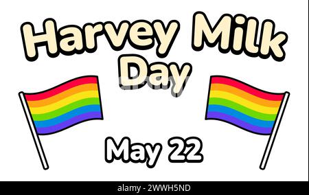 Harvey Milk Day banner with rainbow flags. Vector banner illustration. Stock Vector