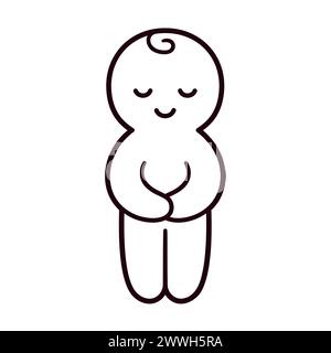 Cute and simple baby line icon, hand drawn cartoon doodle. Simple drawing, vector illustration. Stock Vector