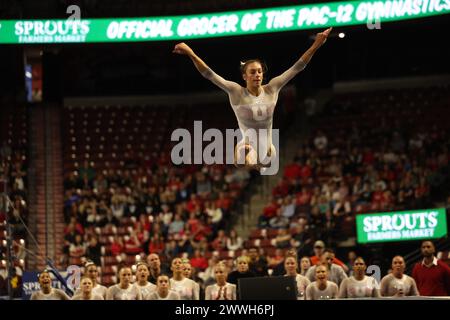 March 23, 2024: Gymnast GRACE MCCALLUM (University of Utah) during the 2024 Pac-12 Gymnastics Championships. The event was held at the Maverick Center in West Valley, Utah. Melissa J. Perenson/CSM (Credit Image: © Melissa J. Perenson/Cal Sport Media) Stock Photo