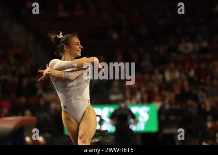 March 23, 2024: Gymnast GRACE MCCALLUM (University of Utah) during the 2024 Pac-12 Gymnastics Championships. The event was held at the Maverick Center in West Valley, Utah. Melissa J. Perenson/CSM (Credit Image: © Melissa J. Perenson/Cal Sport Media) Stock Photo