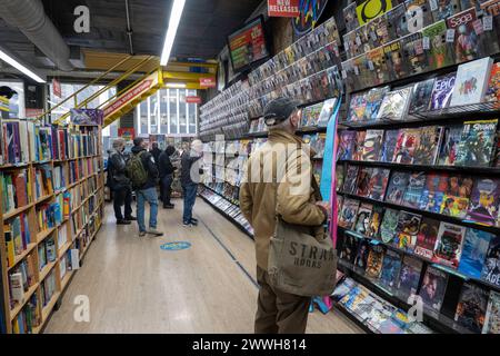 The Midtown Comics in Times Square has a huge selection of books, graphic novels, action figures and collectibles, New York City, USA  2024 Stock Photo