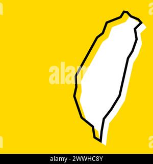 Taiwan - solid black outline border map of country area. Simple flat ...