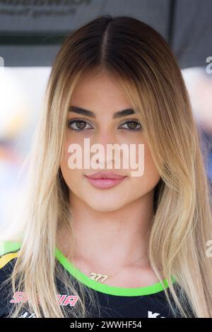 Circuit de Barcelona, Barcelona, Catalonia, Spain. 24th Mar, 2024. 2024 Pirelli Catalunya Round, World Superbikes, Round 2, Day 3; grid girl on the starting grid during the superpole Credit: Action Plus Sports/Alamy Live News Stock Photo
