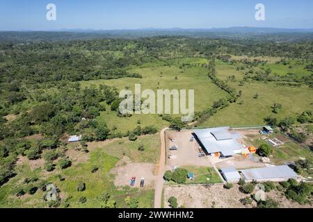 Transportation in farm theme. Agriculture countryside aerial landscape Stock Photo