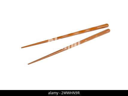 Beautiful wooden Chinese chopsticks isolated on white background Stock Photo