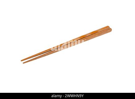Beautiful wooden Chinese chopsticks isolated on white background Stock Photo