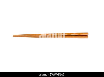 Beautiful wooden Chinese chopsticks isolated on white background, top view Stock Photo