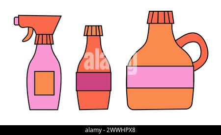 Cleaning Set Elements. Collection of cleaning products. Vector Flat illustration. Stock Vector
