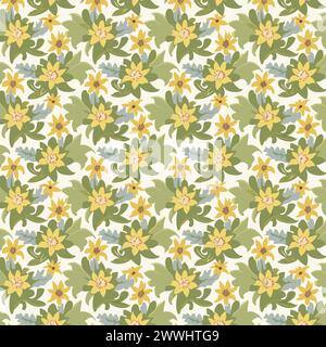 Flower pattern with leaves. Floral bouquets flower compositions. Floral pattern Stock Vector