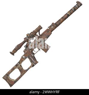 Sniper Rifle isolated on white background Sniper Rifle isolated on white background. High quality 3d illustration Licen Sniper Rifle isolated on white Stock Photo