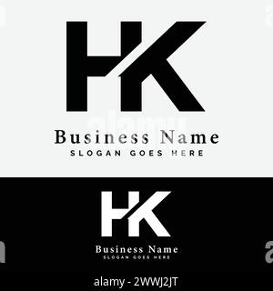 H, K, HK letter Logo Design. Alphabet HK initial logo vector Illustration Stock Vector