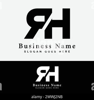 R, H, RH letter Logo Design. Alphabet RH initial logo vector Illustration Stock Vector