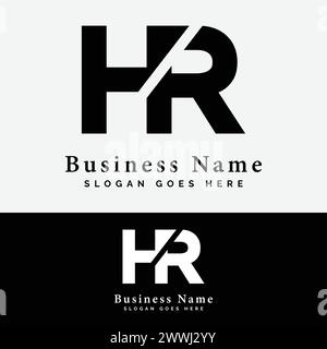 H, R, HR letter Logo Design. Alphabet HR initial logo vector Illustration Stock Vector