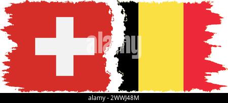 Belgium and Switzerland grunge flags connection, vector Stock Vector