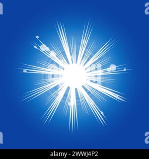 Bright sun with rays in a clear sky at noon. Vector drawing Stock Vector