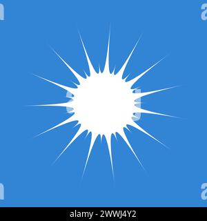 Bright sun on clear sky, flat design vector Stock Vector