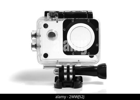 Waterproof case for an action camera. On a white background Stock Photo