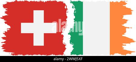 Ireland and Switzerland grunge flags connection, vector Stock Vector
