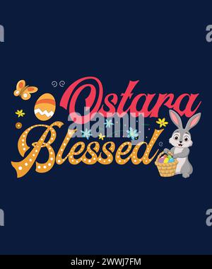 Celebrate the spirit of Ostara with blessings of renewal and hope. Ostara Blessed T shirt design. Stock Vector