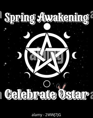Spring Equinox – varies T-shirt design. Spring awakening celebrate ostar. Stock Vector
