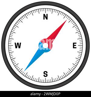 Simple Compass Illustration Isolated on White Background Stock Vector