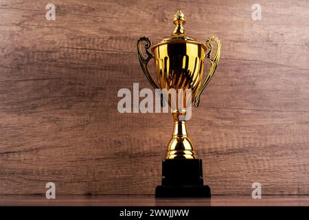 Golden trophy with copy space Stock Photo