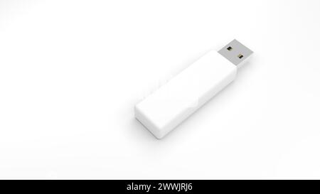 Pendrive. Isolated on white background. USB flash drive. Data storage device. Pen drive. 3d illustration. Stock Photo