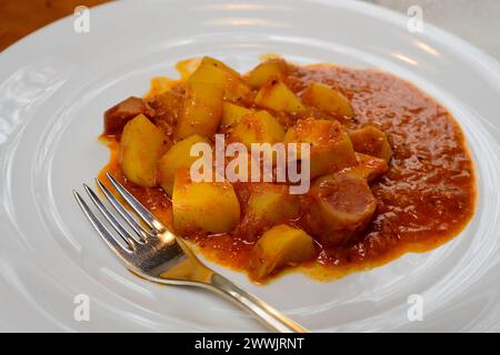 Erdapfelgulasch or Kartoffelgulasch Potato Goulash Austrian Stew with Paprika Sauce Stock Photo