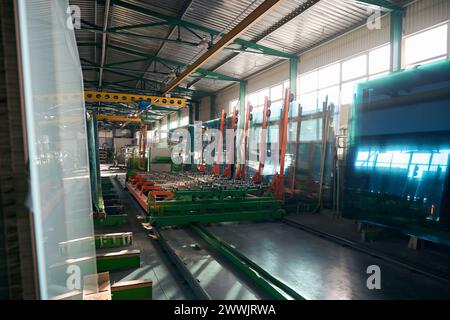 Modern thermal cutting machine in production workshop Stock Photo