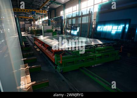 Platform for working with large sheets of glass Stock Photo