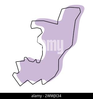 Republic of the Congo country thin black outline silhouette. Simplified ...