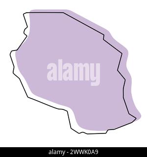 Tanzania country simplified map. Thin black outline contour. Simple ...