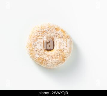Sweet donuts with chocolate glaze and sugar on white Stock Photo