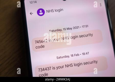NHS login security multi factor authentication code Stock Photo