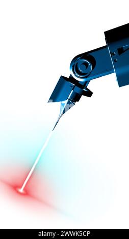 Plasma ray, freezing ray, plasma-induced surface cooling, testing plasma properties. Development of a freeze-ray device Stock Photo
