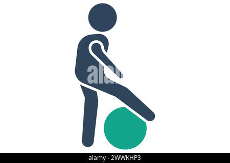 exercises ball icon. icon related to sport, gym, wellness. solid icon style. element illustration. Stock Vector