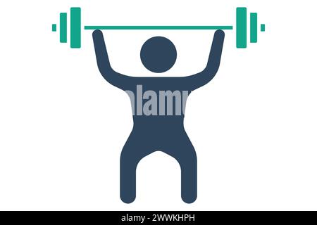 lifting barbell icon. icon related to sport, gym. solid icon style. element illustration. Stock Vector