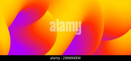 Abstract yellow orange purple fluid gradient background. Wavy curved flow poster wallpaper. Liquid wave backdrop. Bright colorful template for presentation, banner, flyer, booklet. Vector illustration Stock Vector