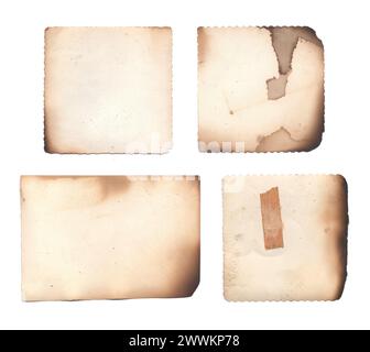 Vintage Fire-Damaged Photos with smoke damage and burnt edges - Isolated Stock Photo