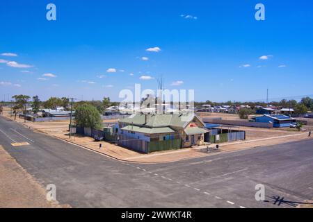 Aerial of the Australia Post Office in the remote community of Goodooga Northern New South Wales Australia Stock Photo