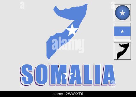Somalia flag and map in a vector graphic Stock Vector