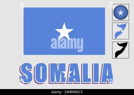Somalia flag and map in a vector graphic Stock Vector