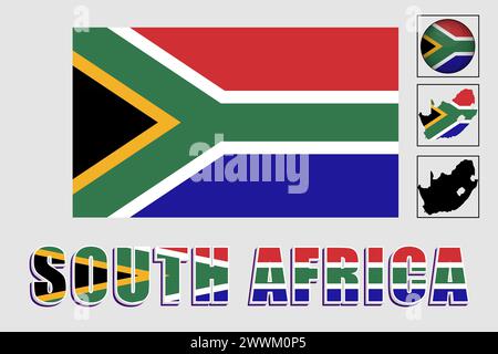 South Africa flag and map in a vector graphic Stock Vector