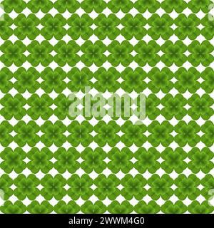 St Patrick's Day background vector seamless pattern. Green clover plant illustration, good luck, four leaf clover, lucky leaf, Irish clove Stock Vector