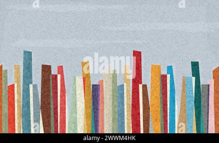 Modern city skyline abstract mosaic background, seamless horizontal repeating pattern Stock Vector