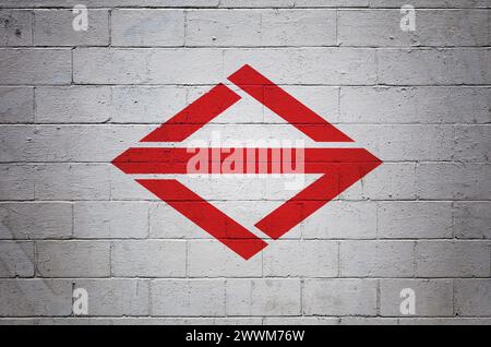 Flag of Japan painted on a cinder block wall Stock Photo - Alamy