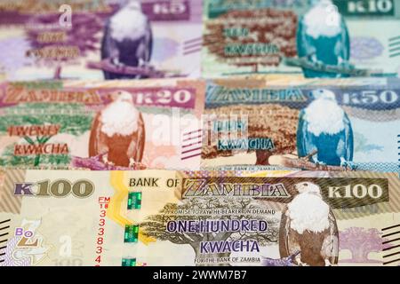 Zambian money - kwacha a business background Stock Photo